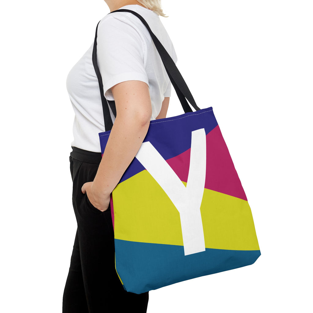 Monogram 'Y' Colorblock Tote Bag — Personalized Initial Y Shoulder Tote