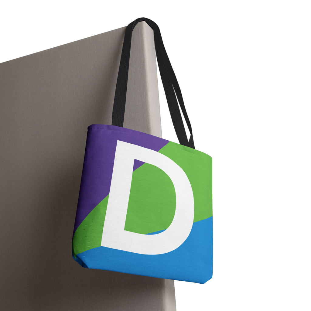Monogram 'D' Colorblock Tote Bag — Personalized Initial D Shoulder Tote