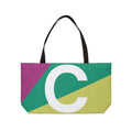 Personalized 'C' Colorblock Tote Bag — Monogram Weekender Tote