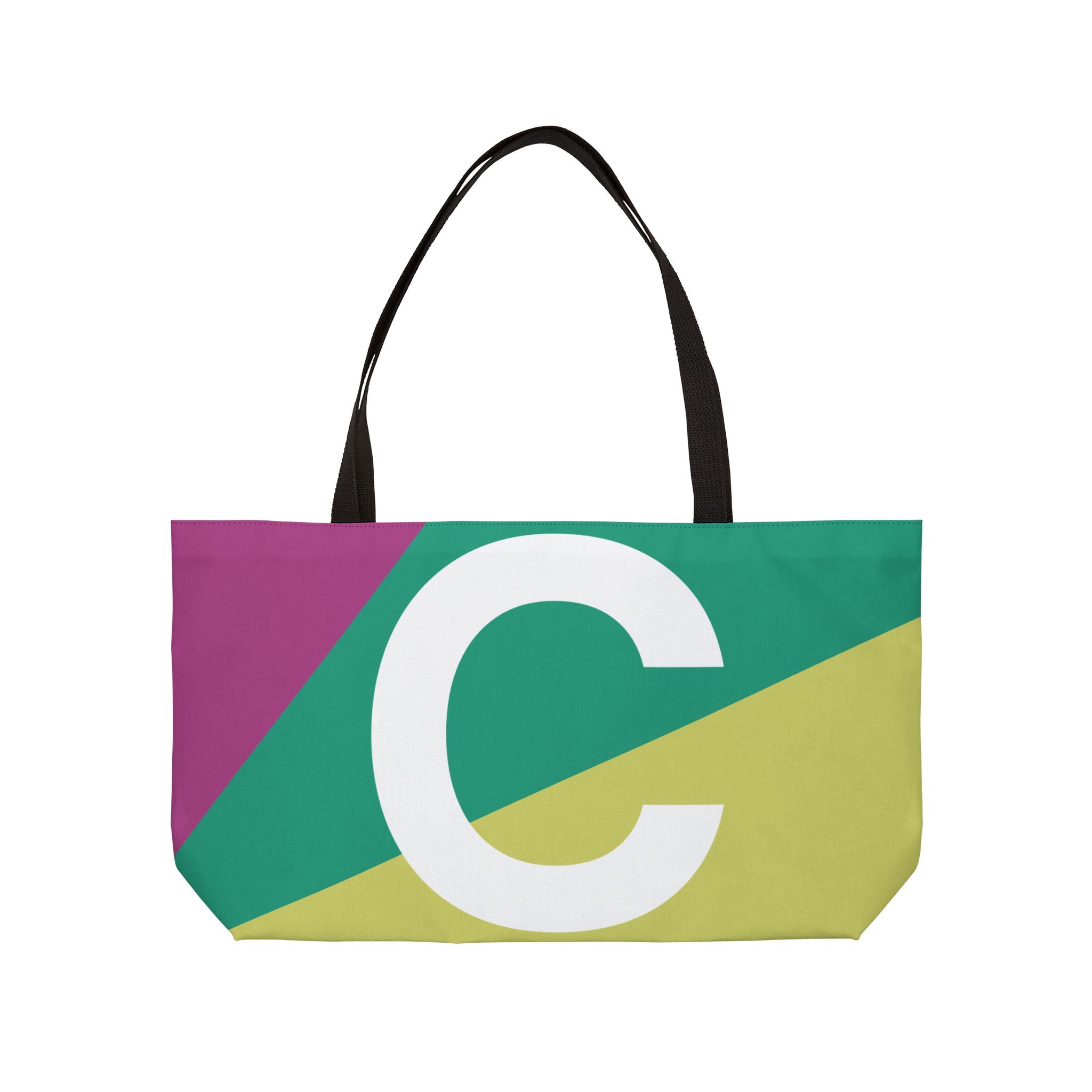 Personalized 'C' Colorblock Tote Bag — Monogram Weekender Tote