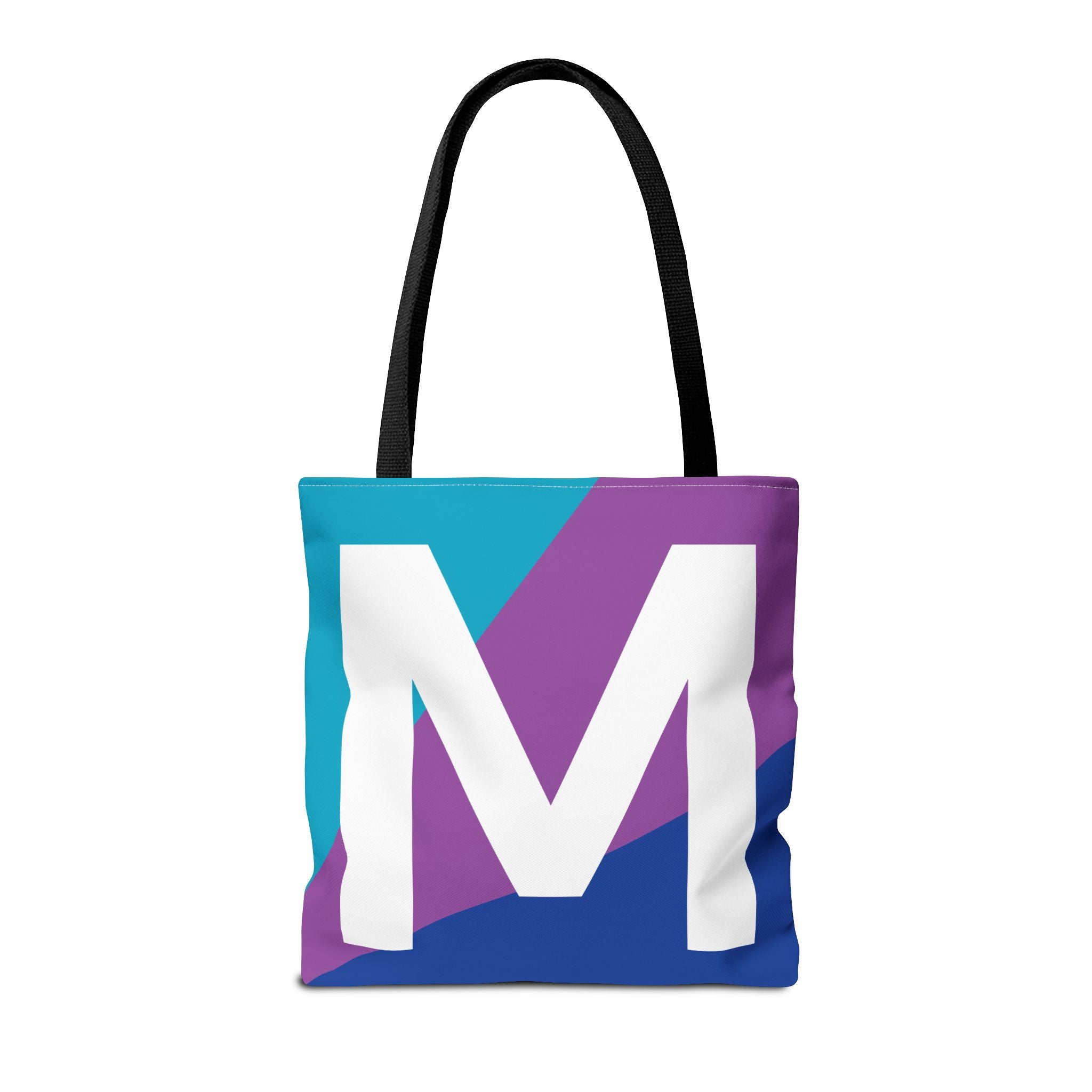 Monogram 'M' Colorblock Tote Bag — Personalized Initial M Shoulder Tote