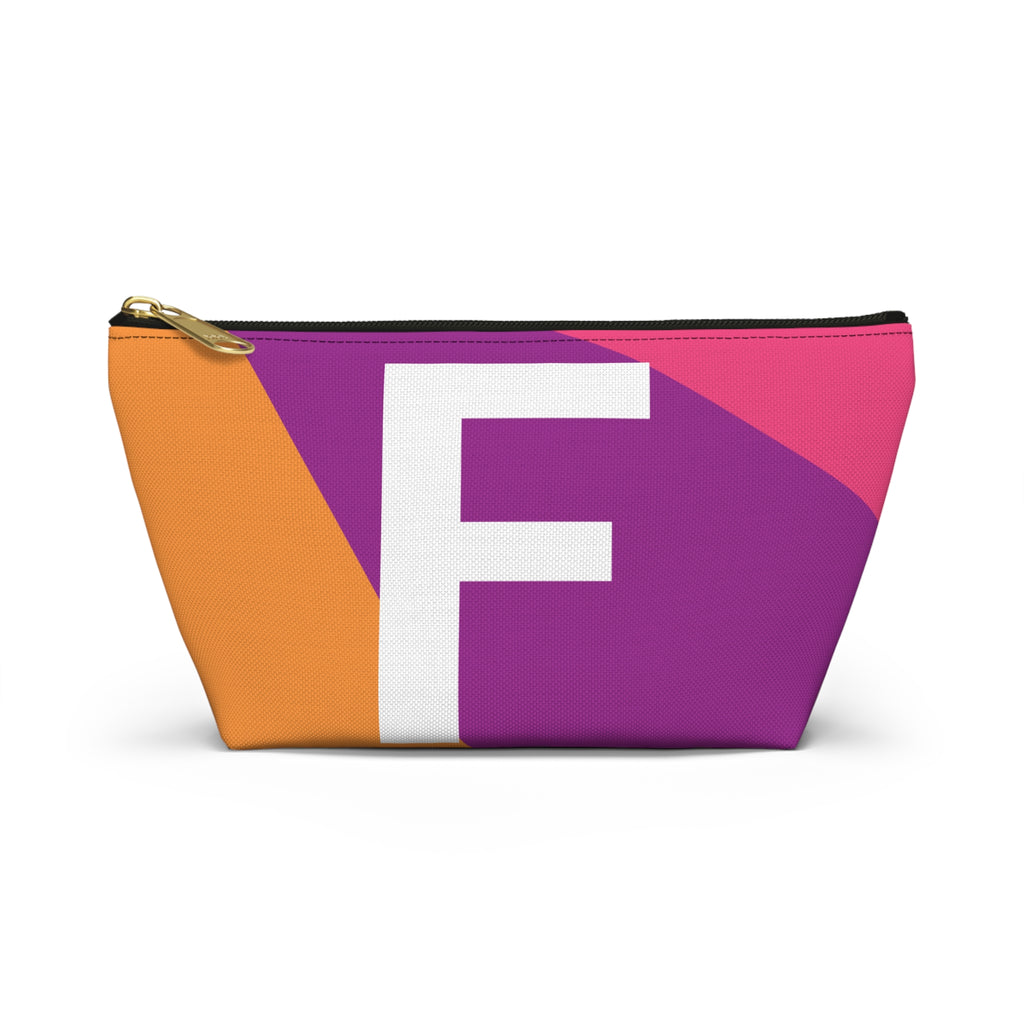 Initials Colorblock Accessory Pouch — Monogram F T-Bottom Cosmetic Bag