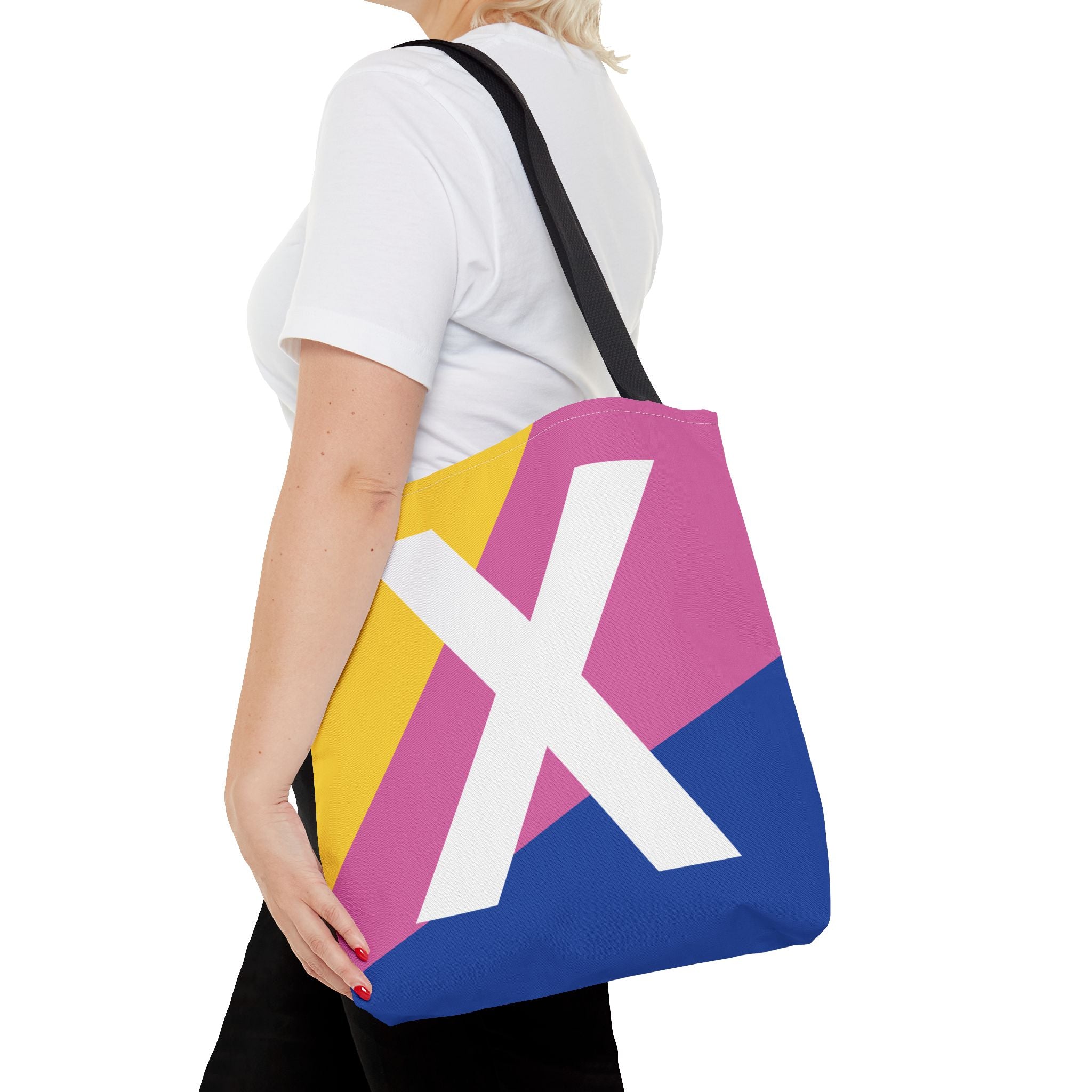 Monogram 'X' Colorblock Tote Bag — Personalized Initial X Shoulder Tote
