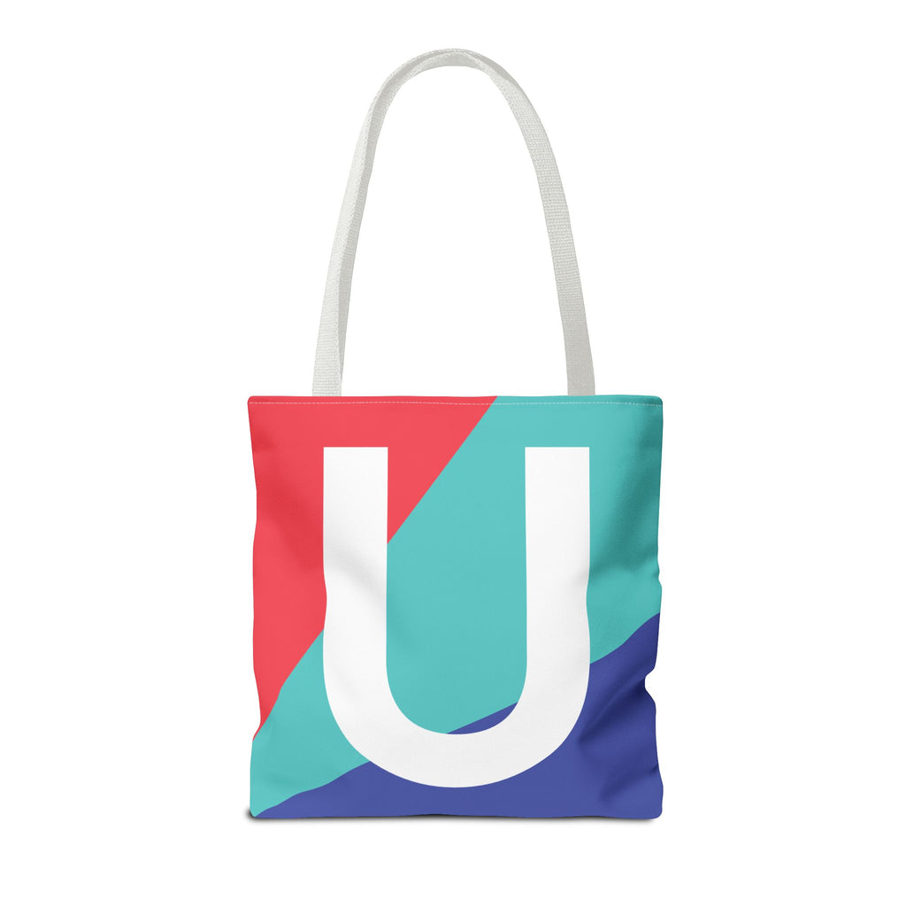 Monogram 'U' Colorblock Tote Bag — Personalized Initial U Shoulder Tote