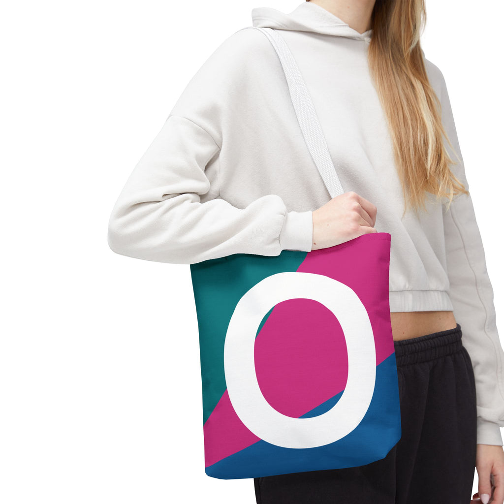 Monogram 'O' Colorblock Tote Bag — Personalized Initial O Shoulder Tote