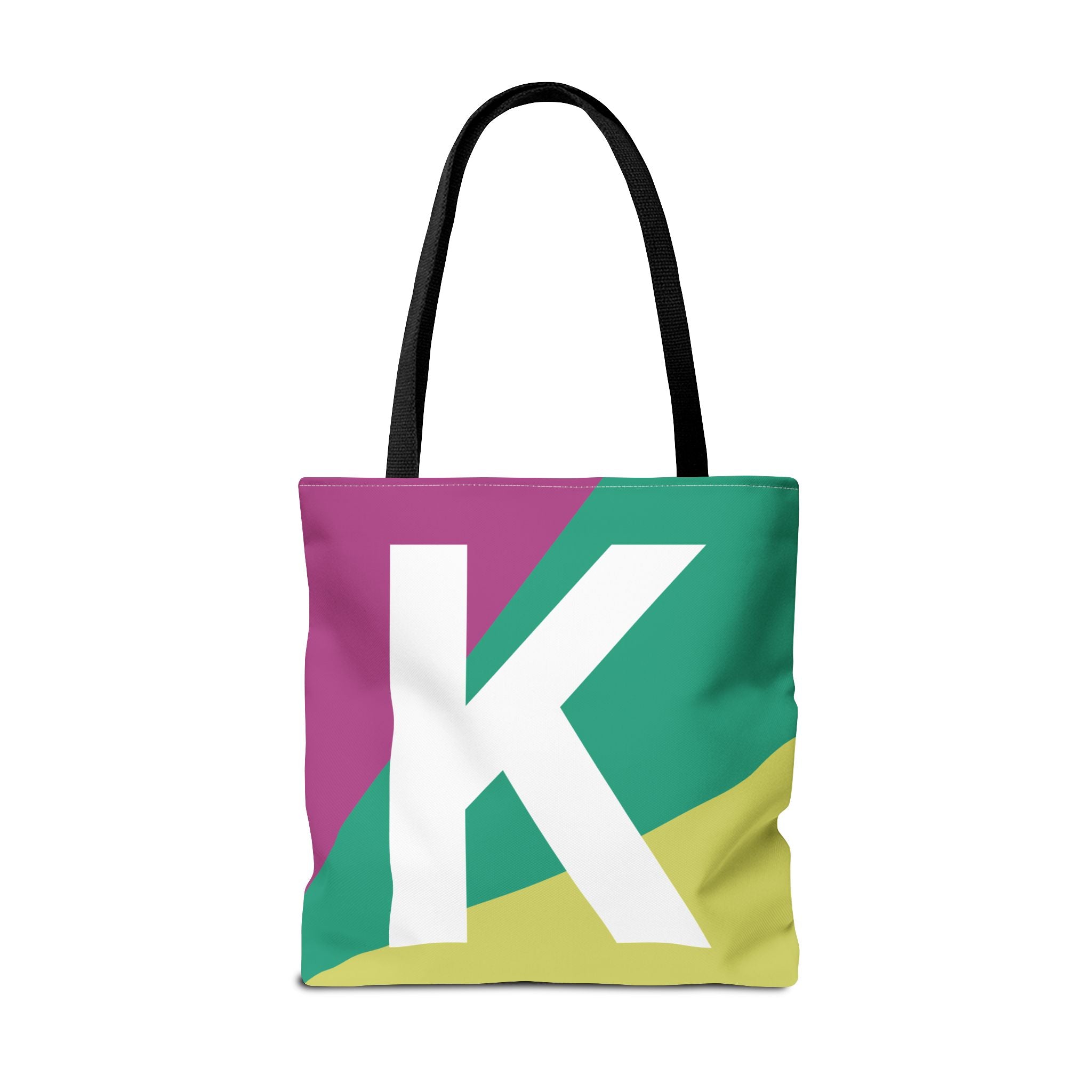 Monogram 'K' Colorblock Tote Bag — Personalized Initial K Shoulder Tote