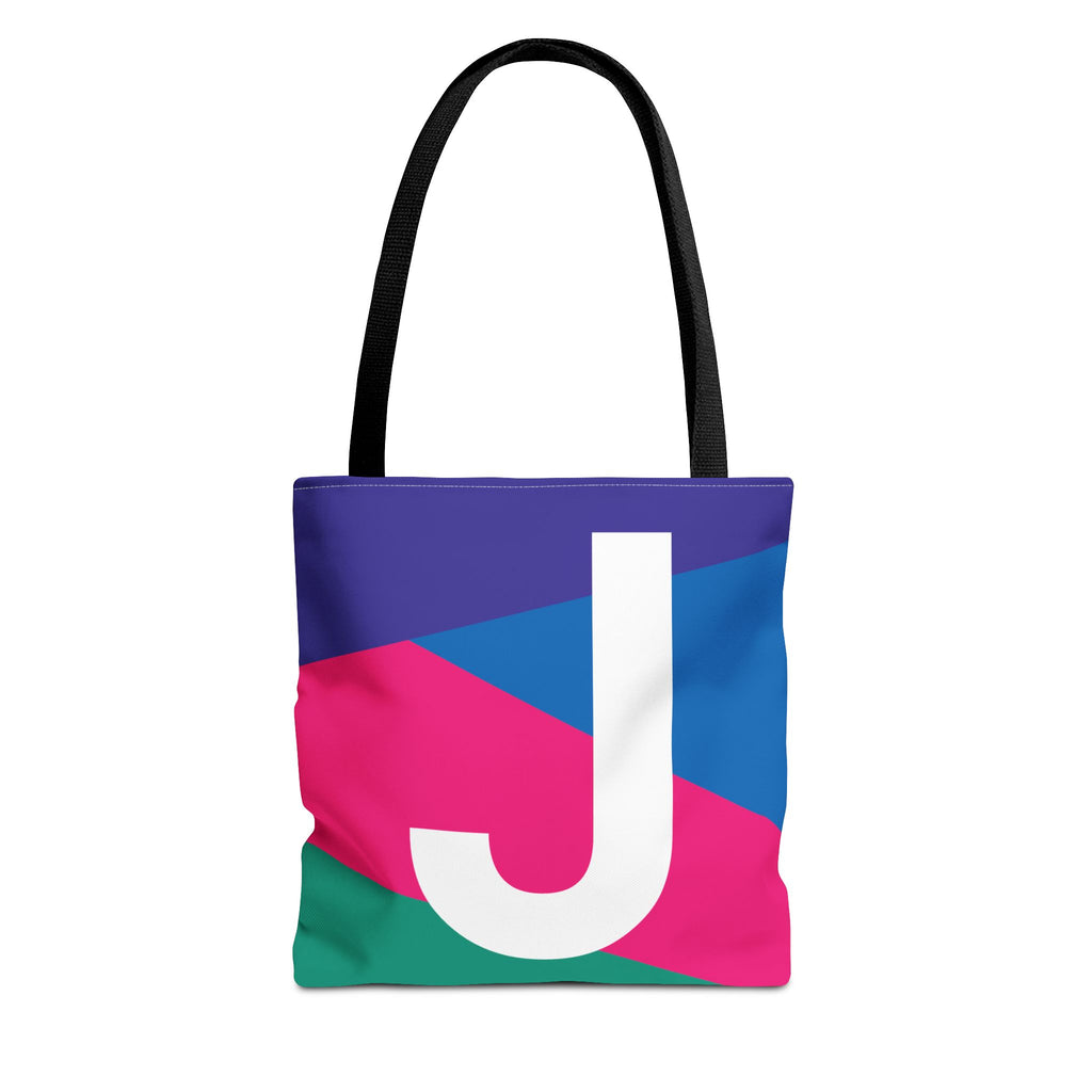 Monogram 'J' Colorblock Tote Bag — Personalized Initial J Shoulder Tote