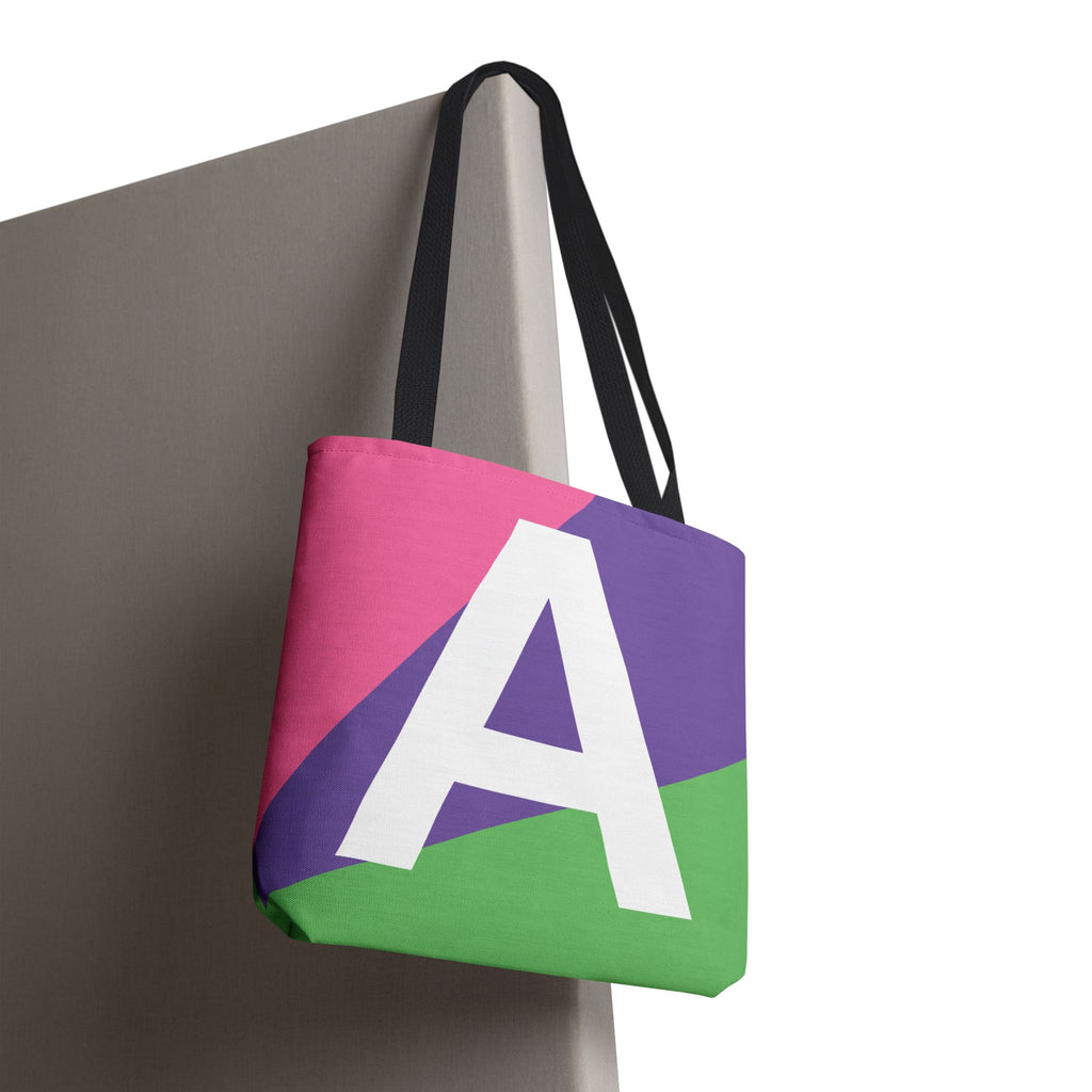 Monogram 'A' Colorblock Tote Bag — Personalized Initial A Shoulder Tote