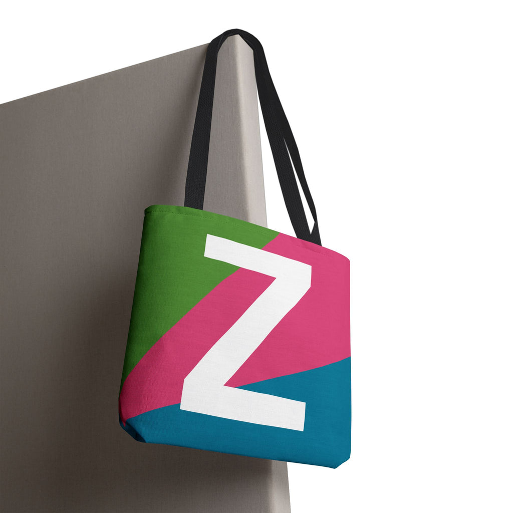Monogram 'Z' Colorblock Tote Bag — Personalized Initial Z Shoulder Tote