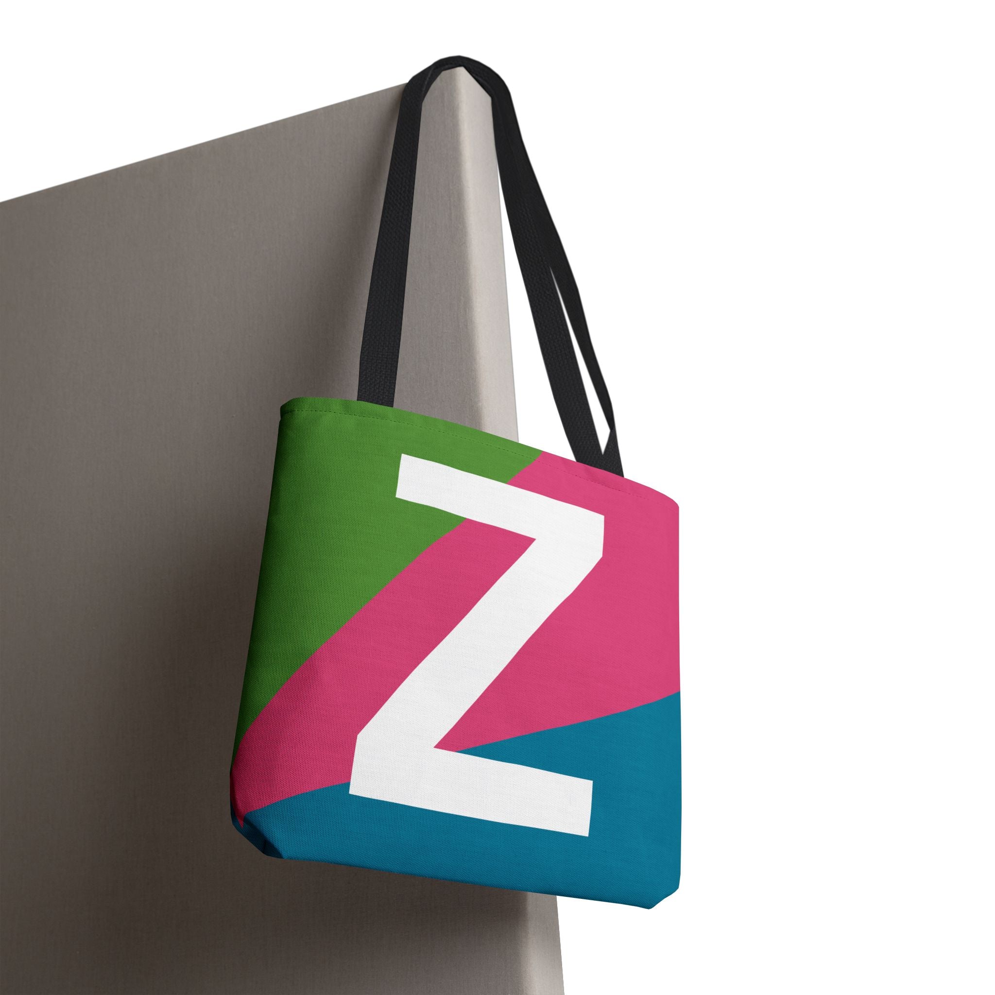 Monogram 'Z' Colorblock Tote Bag — Personalized Initial Z Shoulder Tote