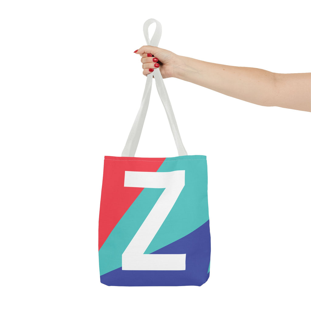 Monogram 'Z' Colorblock Tote Bag — Personalized Initial Z Shoulder Tote