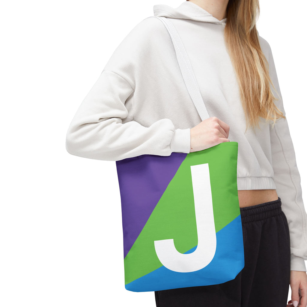 Monogram 'J' Colorblock Tote Bag — Personalized Initial J Shoulder Tote