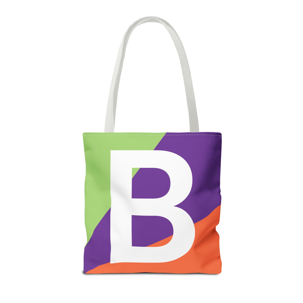 Monogram 'B' Colorblock Tote Bag — Personalized Initial B Shoulder Tote