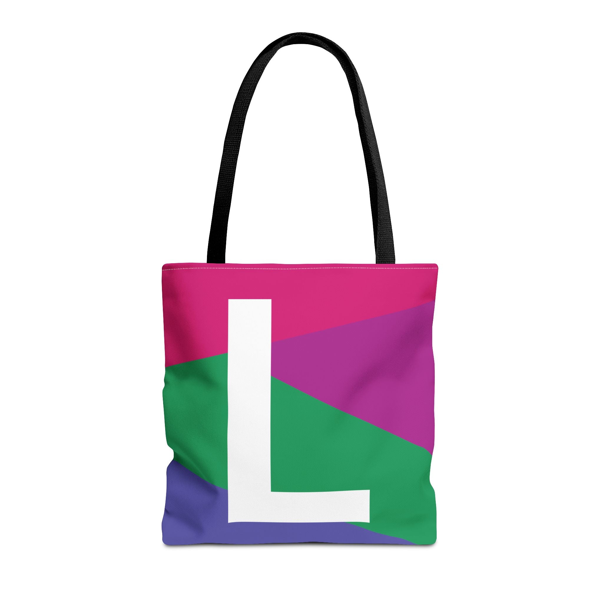 Monogram 'L' Colorblock Tote Bag — Personalized Initial L Shoulder Tote