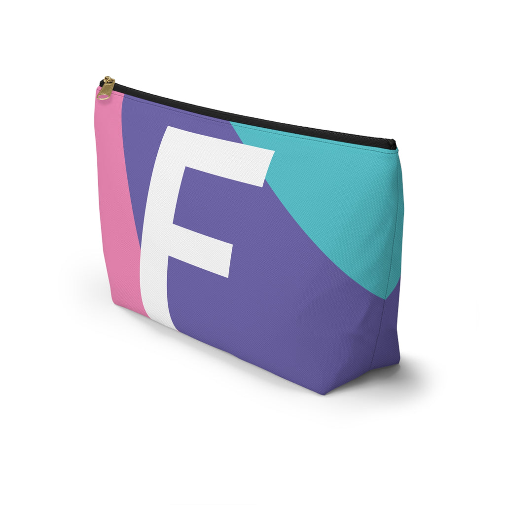 Initials Colorblock Accessory Pouch — Monogram F T-Bottom Cosmetic Bag