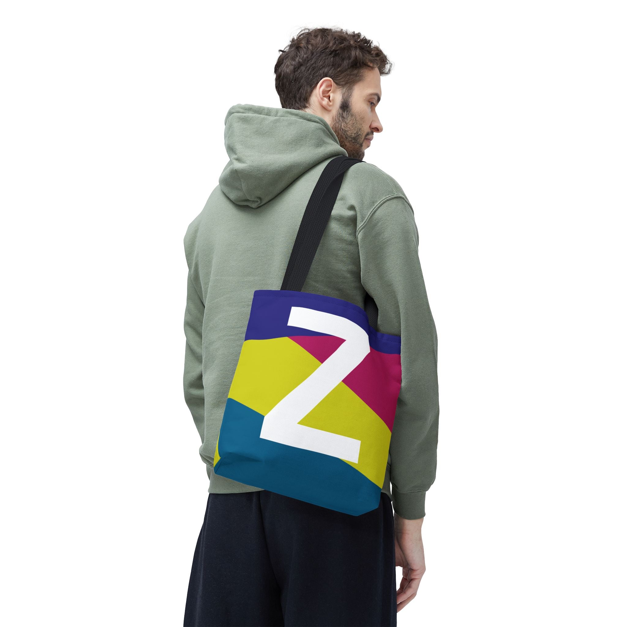 Monogram 'Z' Colorblock Tote Bag — Personalized Initial Z Shoulder Tote