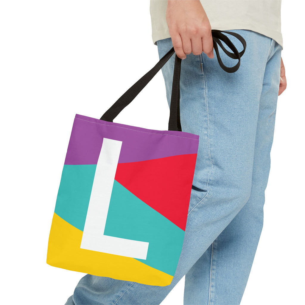 Monogram 'L' Colorblock Tote Bag — Personalized Initial L Shoulder Tote