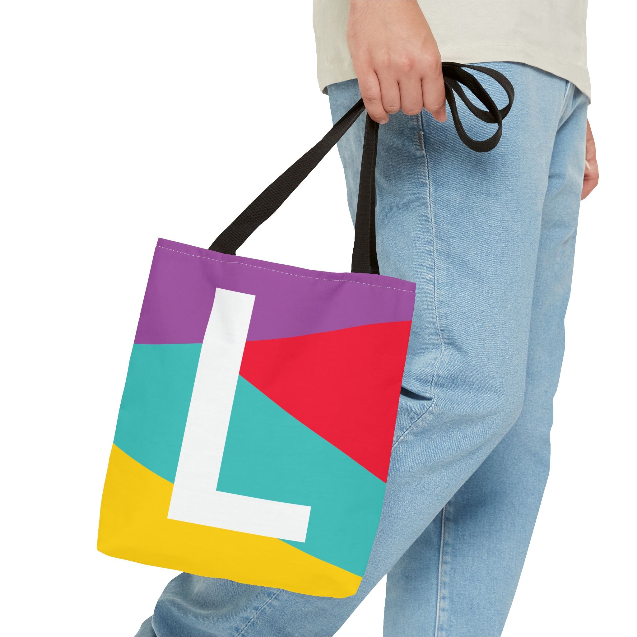 Monogram 'L' Colorblock Tote Bag — Personalized Initial L Shoulder Tote