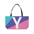 Personalized 'Y' Colorblock Tote Bag — Monogram Weekender Tote