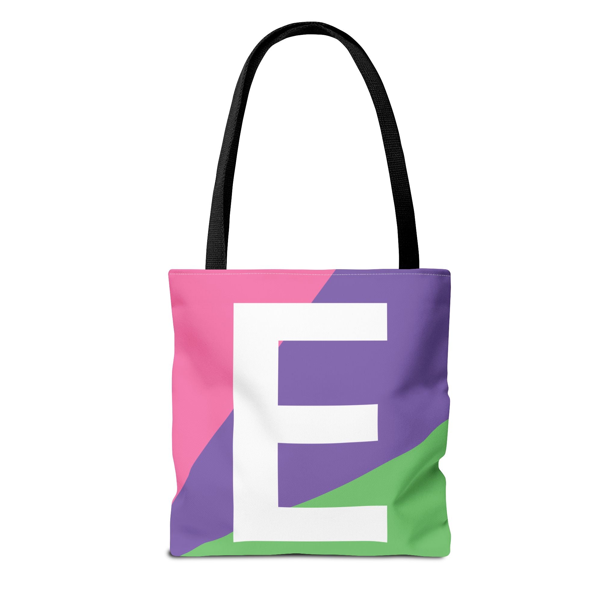 Monogram 'E' Colorblock Tote Bag — Personalized Initial E Shoulder Tote