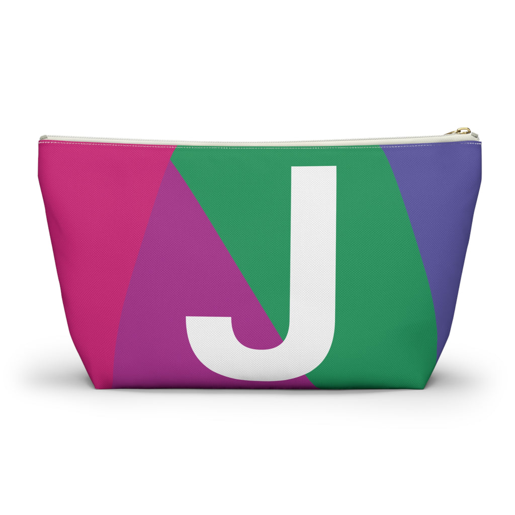 Initials Colorblock Accessory Pouch — Monogram J T-Bottom Cosmetic Bag