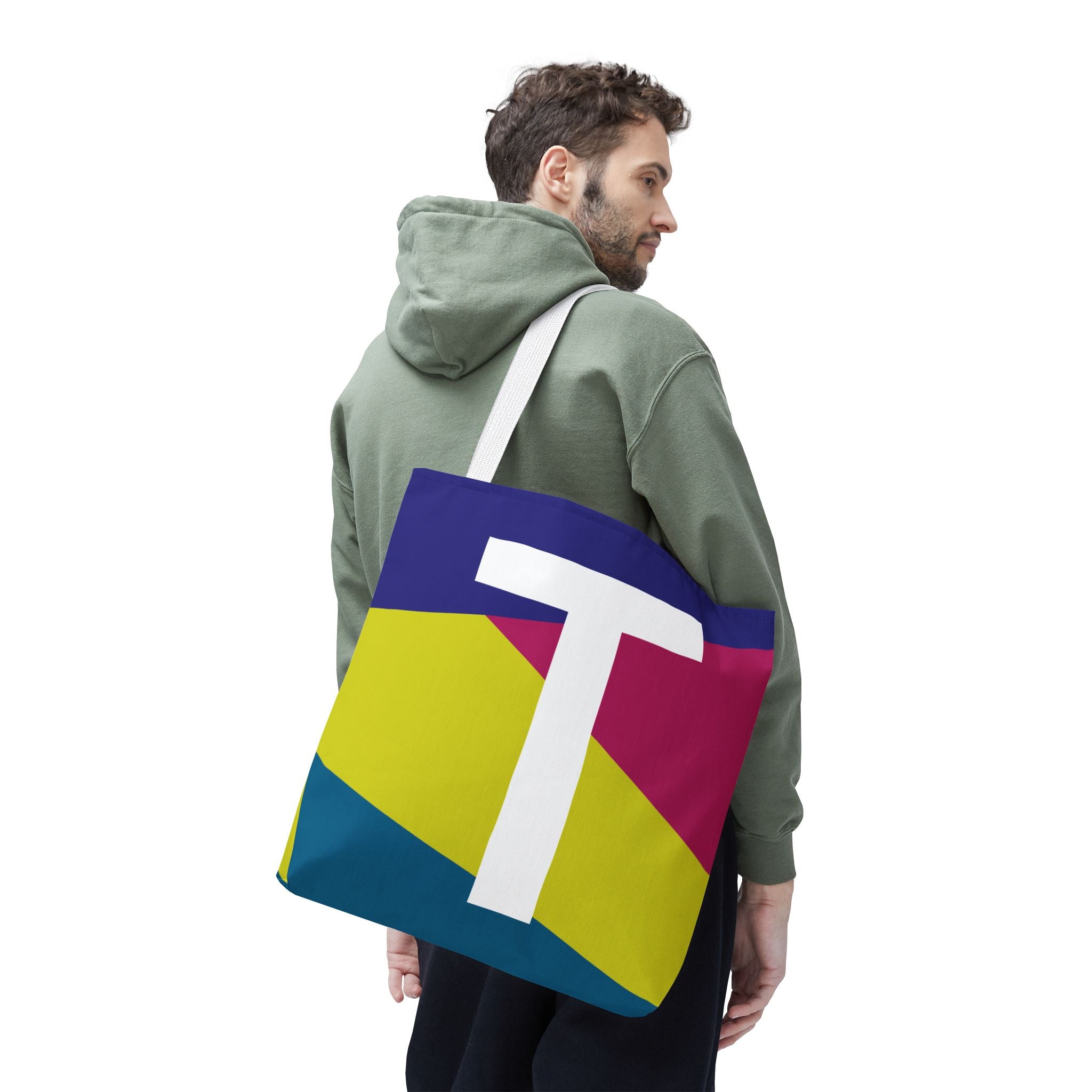 Monogram 'T' Colorblock Tote Bag — Personalized Initial T Shoulder Tote