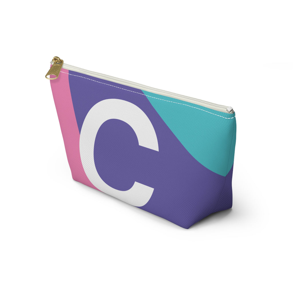 Initials Colorblock Accessory Pouch — Monogram C T-Bottom Cosmetic Bag