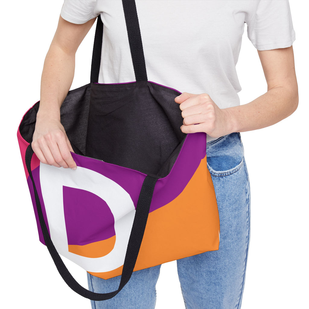 Personalized 'D' Colorblock Tote Bag — Monogram Weekender Tote
