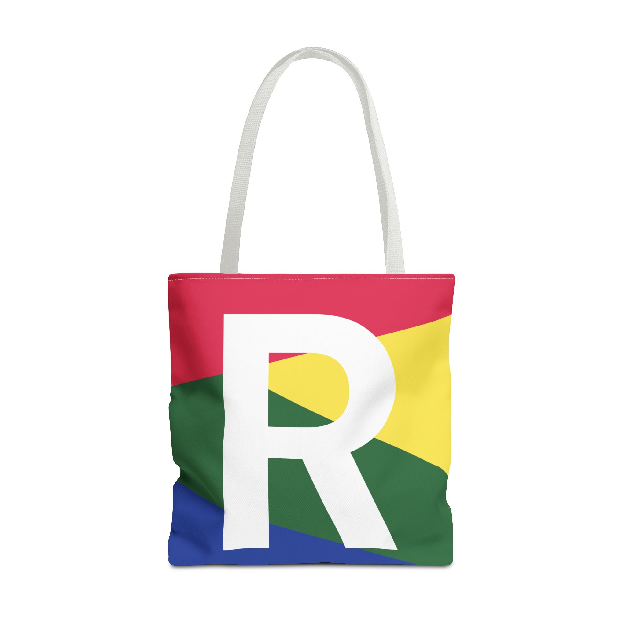 Monogram 'R' Colorblock Tote Bag — Personalized Initial R Shoulder Tote