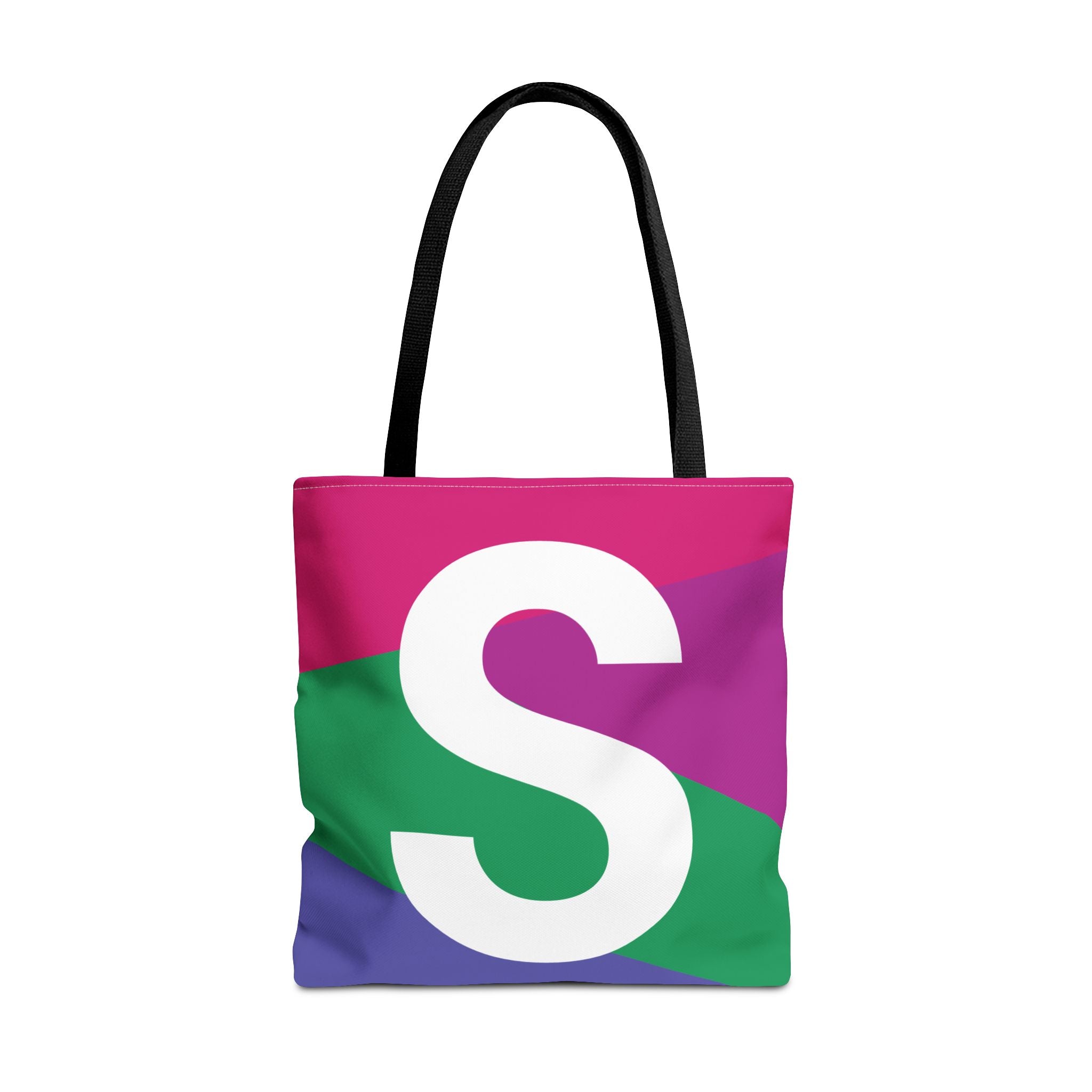 Monogram 'S' Colorblock Tote Bag — Personalized Initial S Shoulder Tote