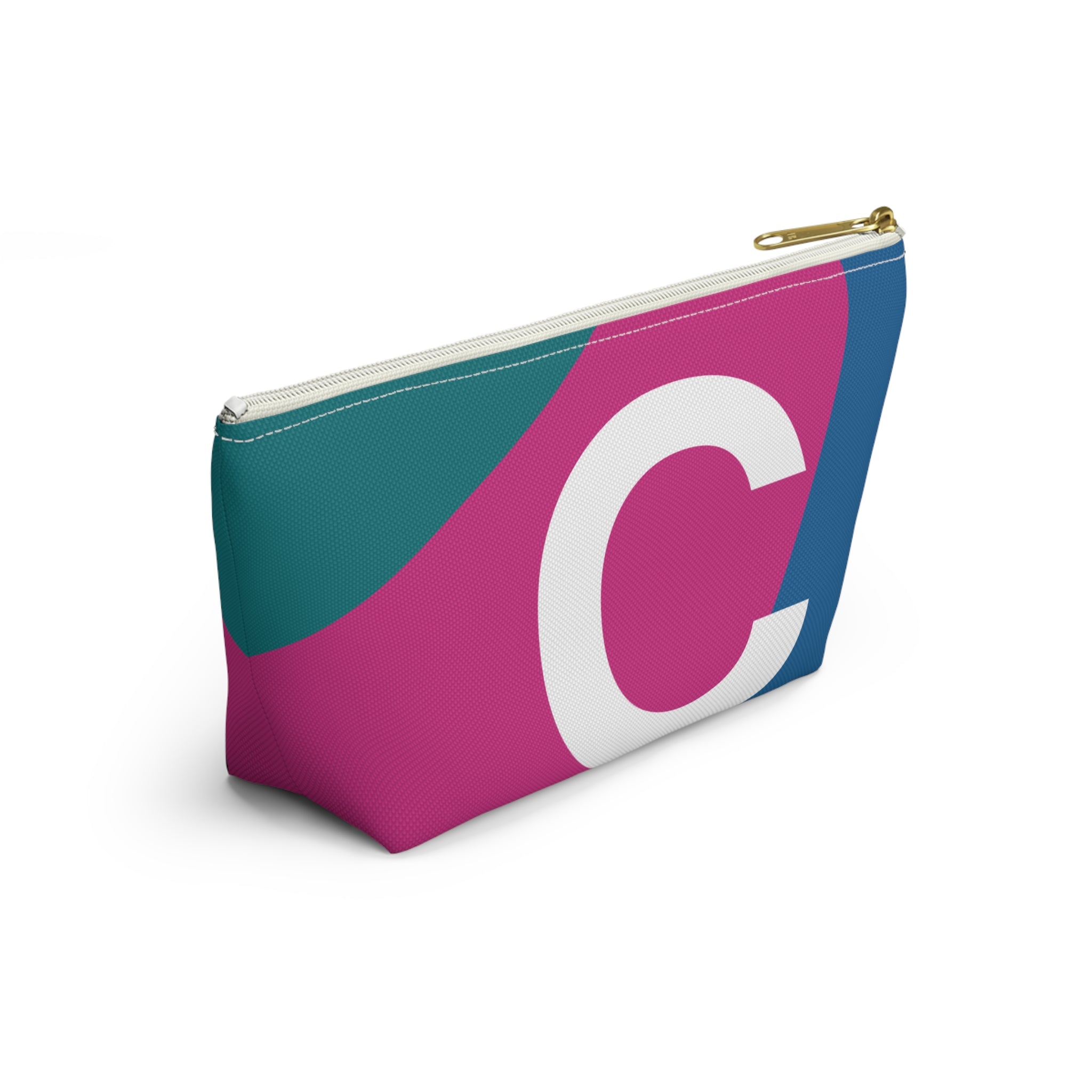 Initials Colorblock Accessory Pouch — Monogram C T-Bottom Cosmetic Bag