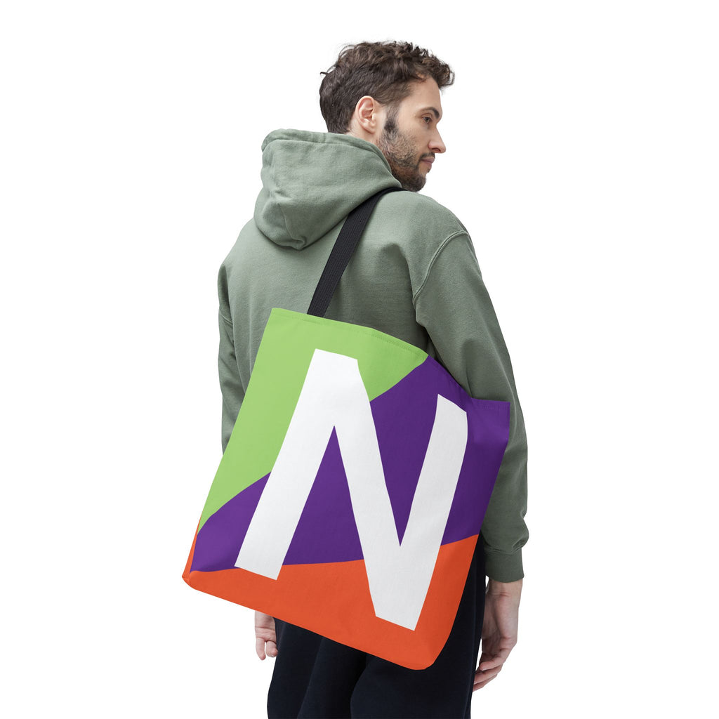 Monogram 'N' Colorblock Tote Bag — Personalized Initial N Shoulder Tote
