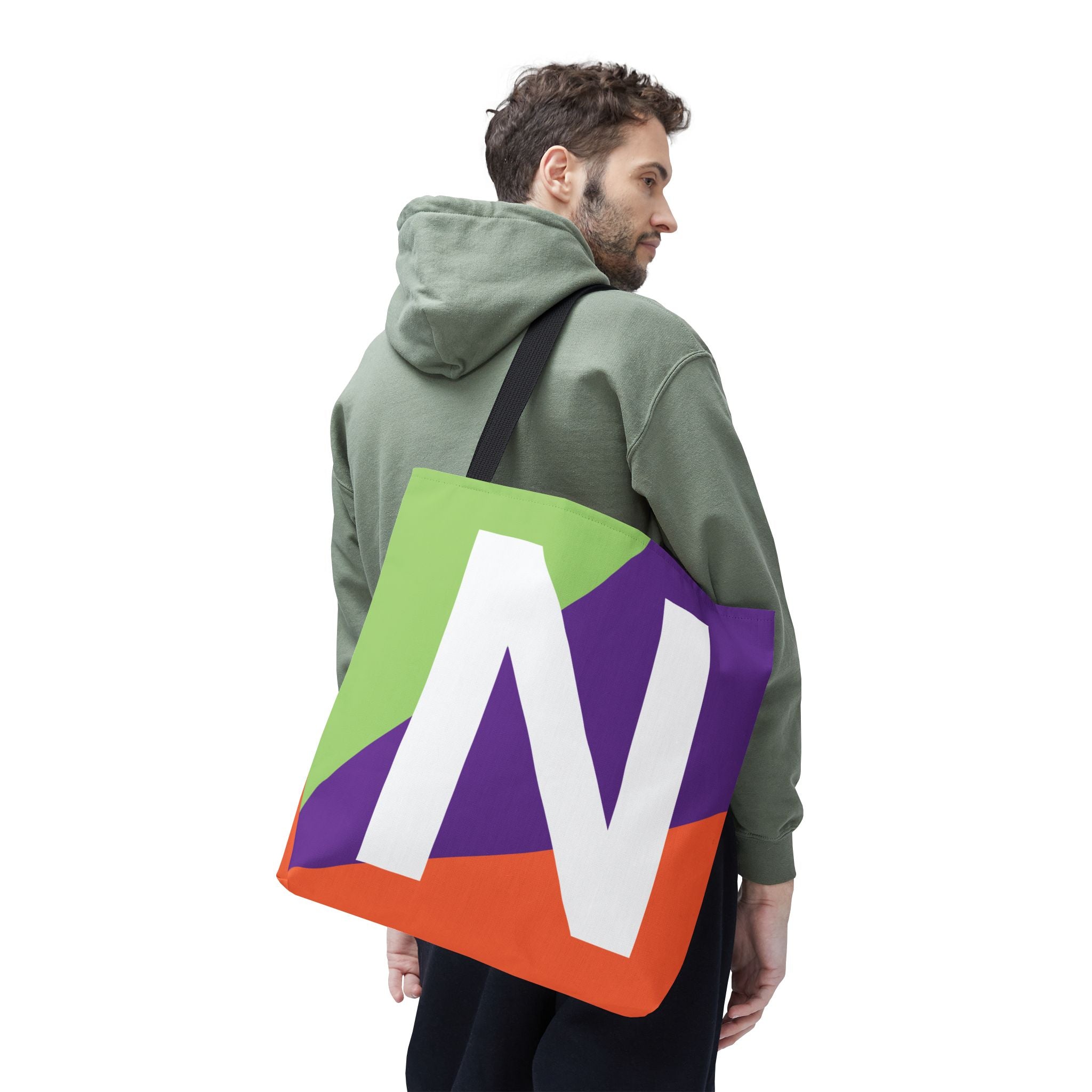 Monogram 'N' Colorblock Tote Bag — Personalized Initial N Shoulder Tote