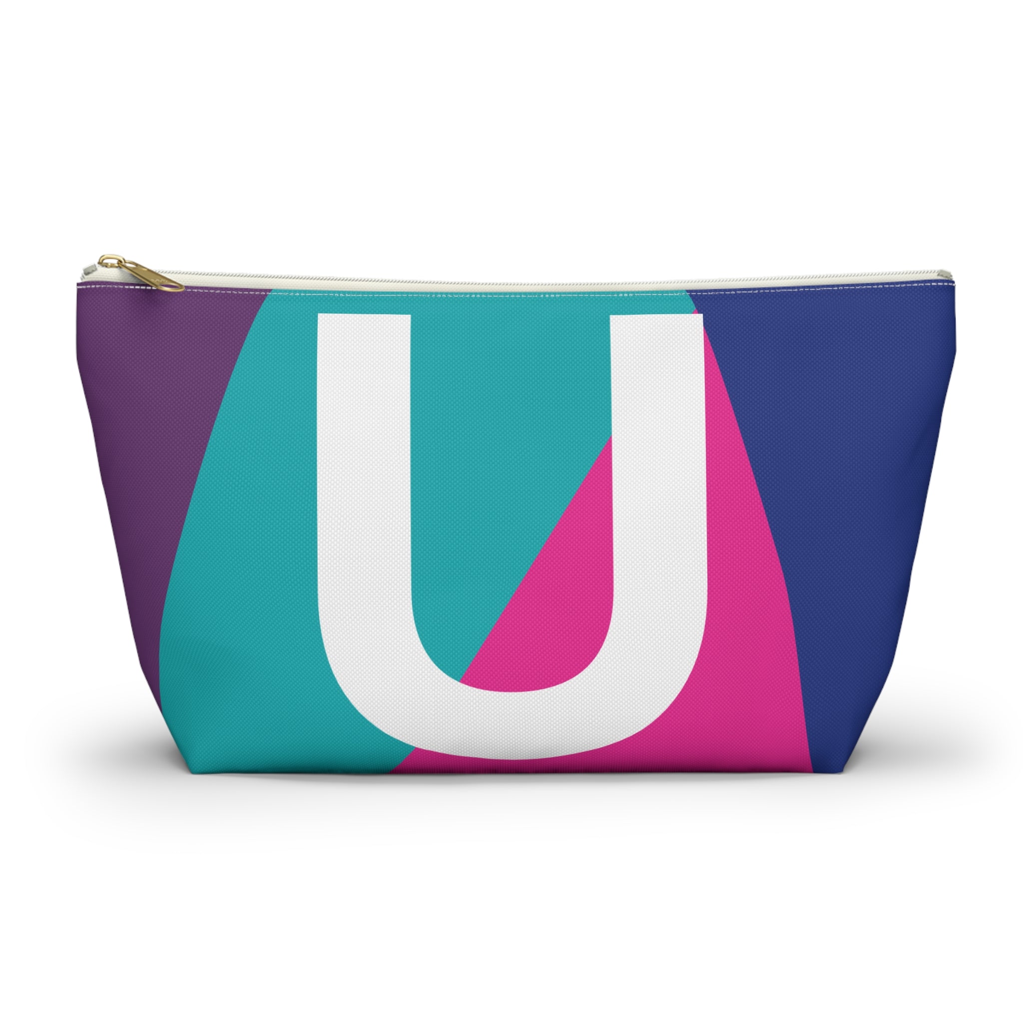 Initials Colorblock Accessory Pouch — Monogram U T-Bottom Cosmetic Bag