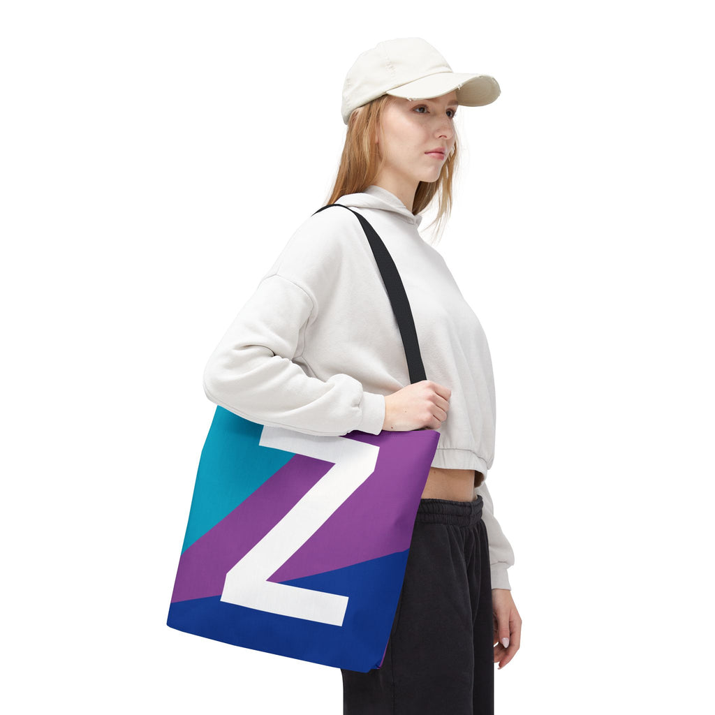 Monogram 'Z' Colorblock Tote Bag — Personalized Initial Z Shoulder Tote