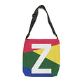 Initial Letter 'Z' Colorblock Adjustable Tote Bag — Monogram Alphabet Shoulder Bag