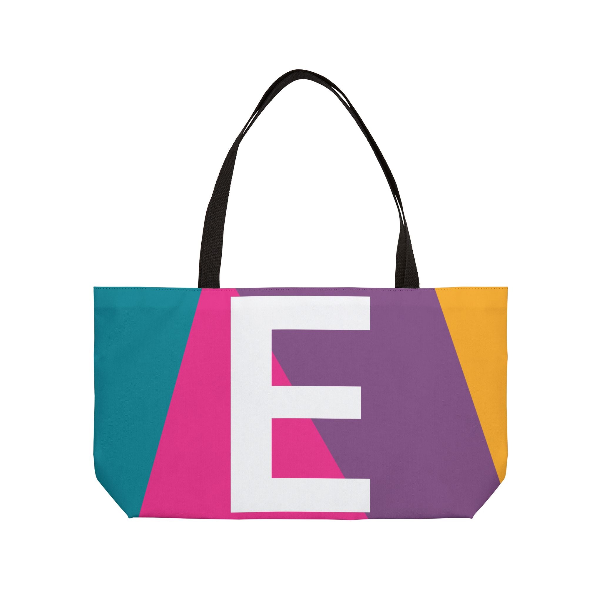Personalized 'E' Colorblock Tote Bag — Monogram Weekender Tote