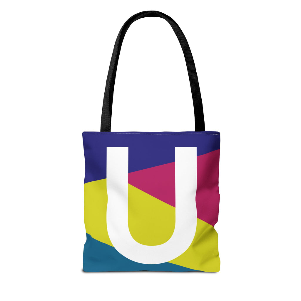 Monogram 'U' Colorblock Tote Bag — Personalized Initial U Shoulder Tote