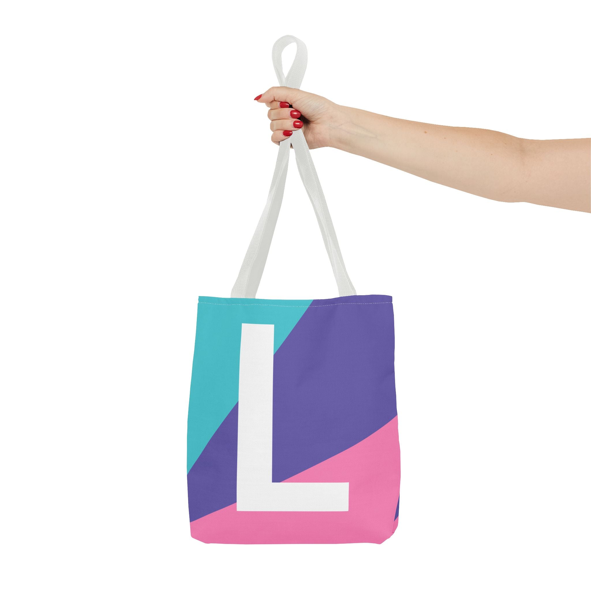 Monogram 'L' Colorblock Tote Bag — Personalized Initial L Shoulder Tote