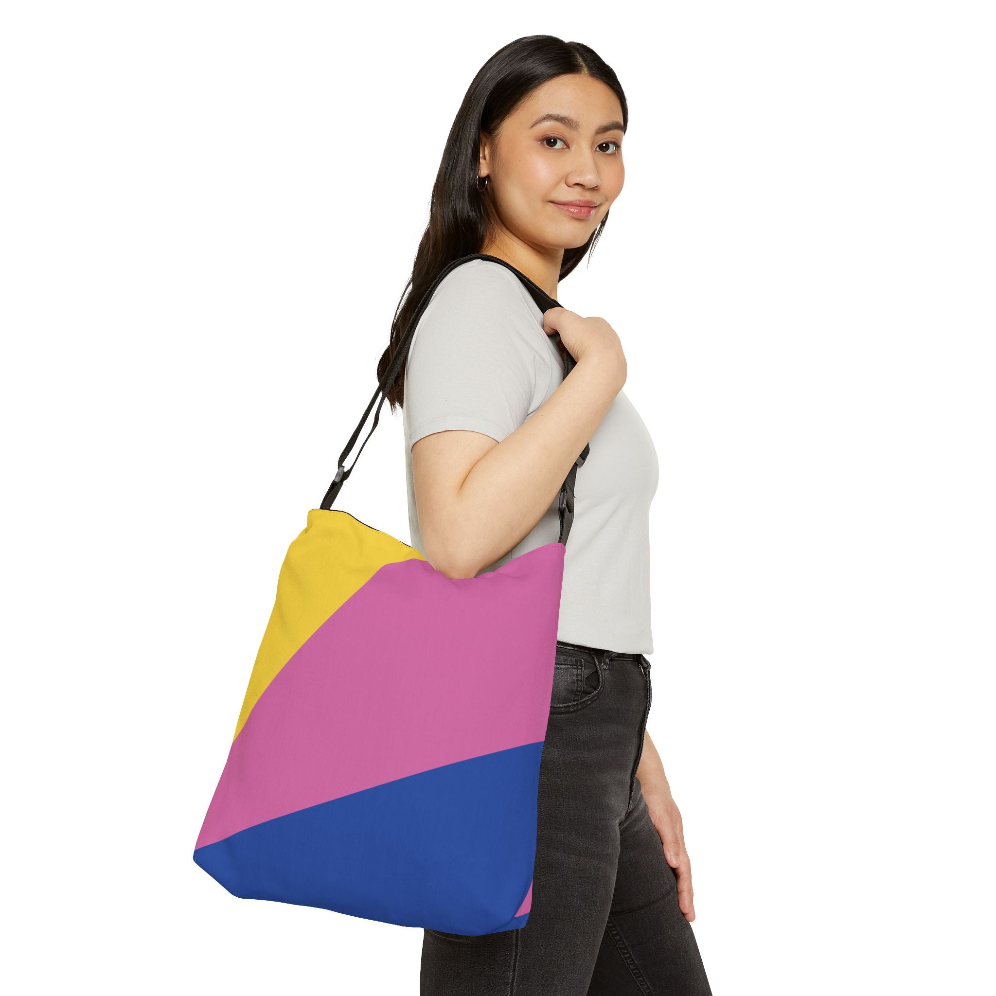 Colorblock Geometric Tote Bag — Adjustable Strap, Bright Abstract Pattern