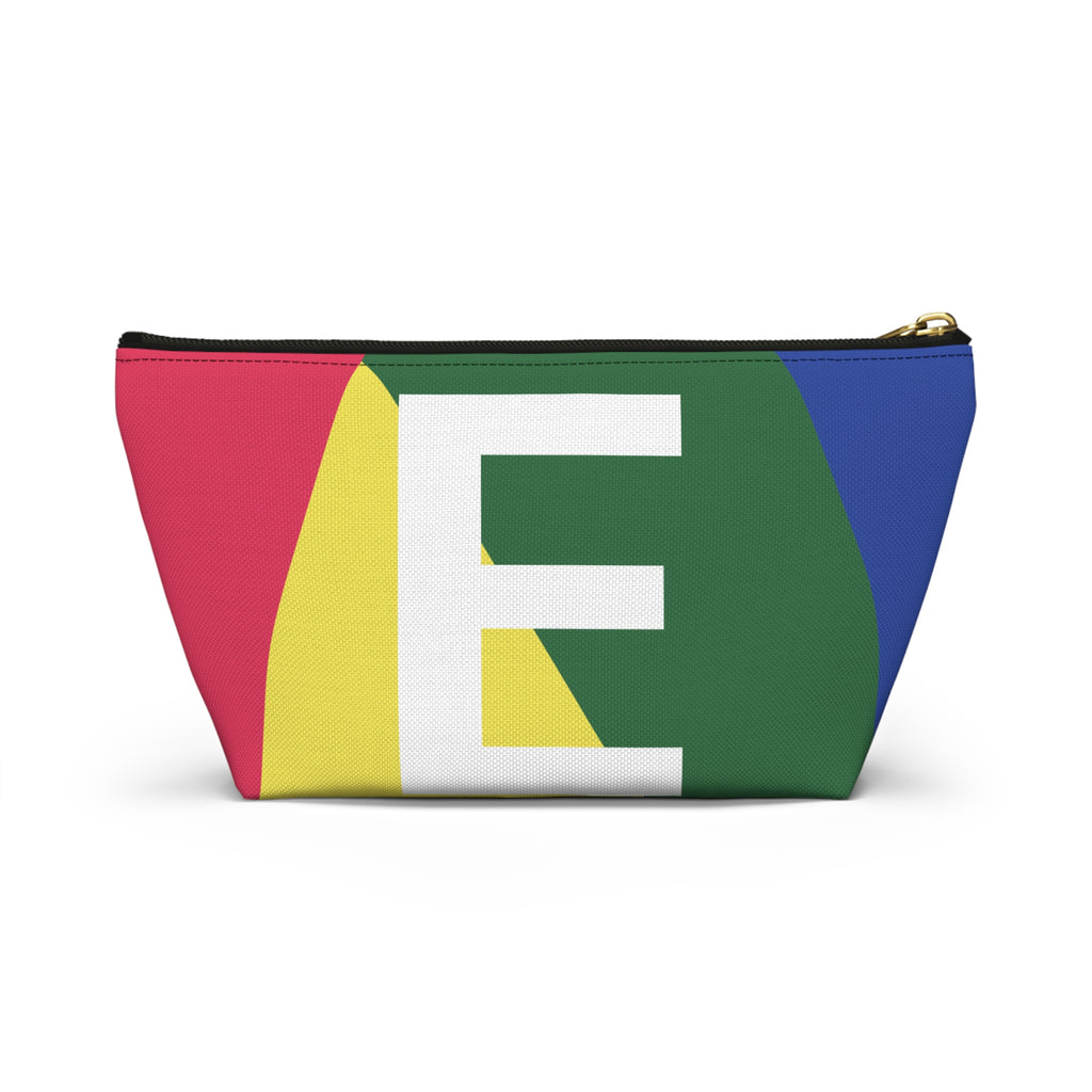 Initials Colorblock Accessory Pouch — Monogram E T-Bottom Cosmetic Bag