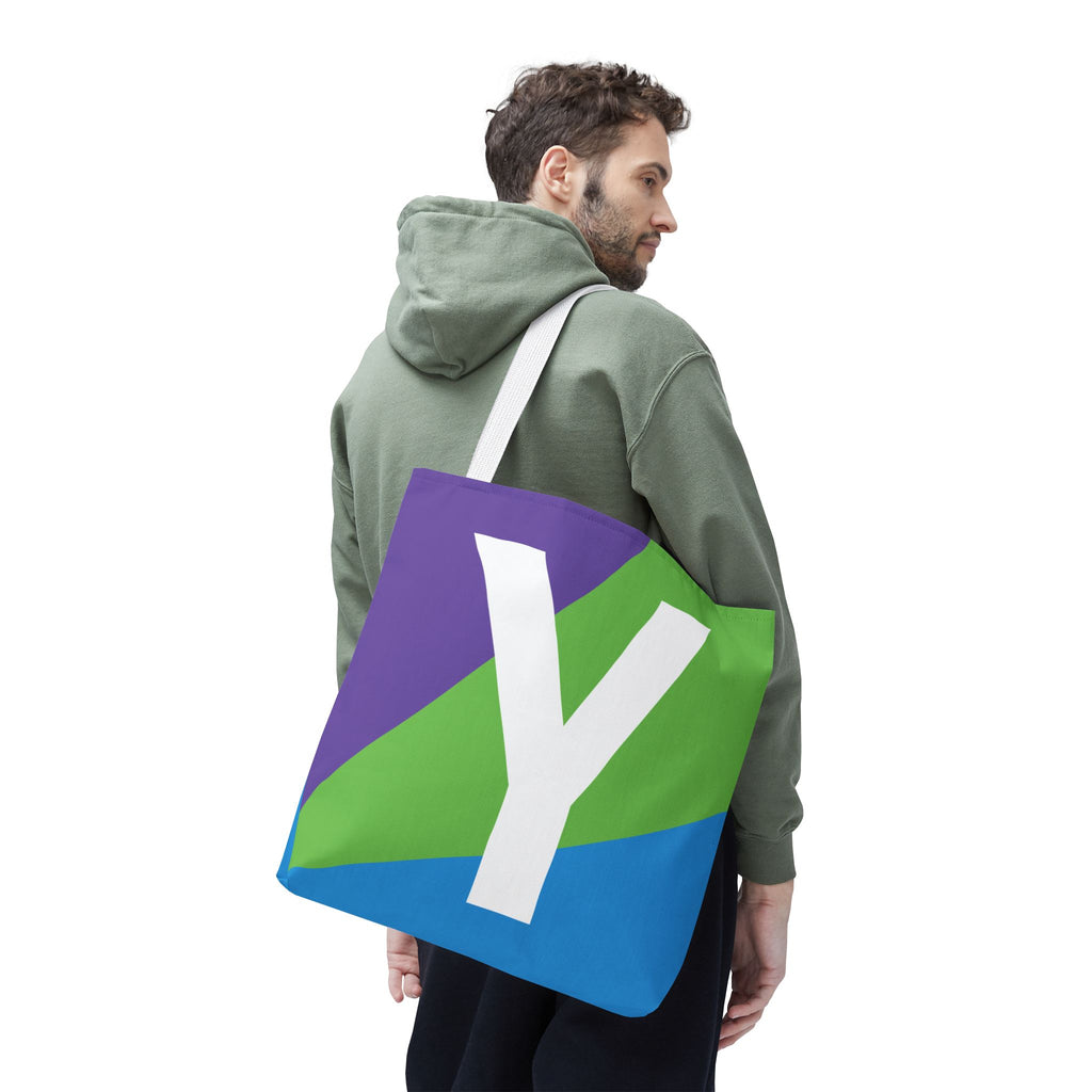 Monogram 'Y' Colorblock Tote Bag — Personalized Initial Y Shoulder Tote