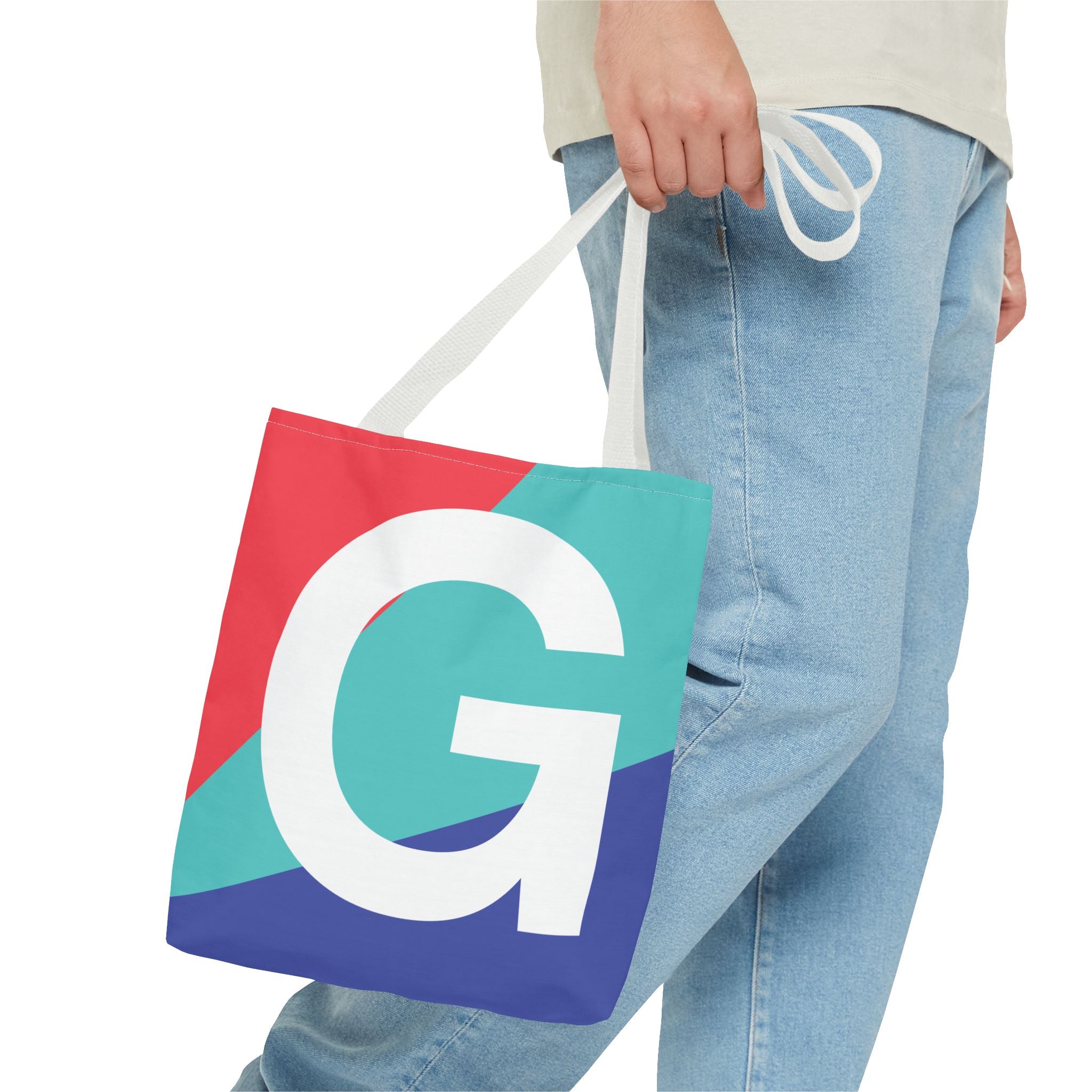 Monogram 'G' Colorblock Tote Bag — Personalized Initial G Shoulder Tote