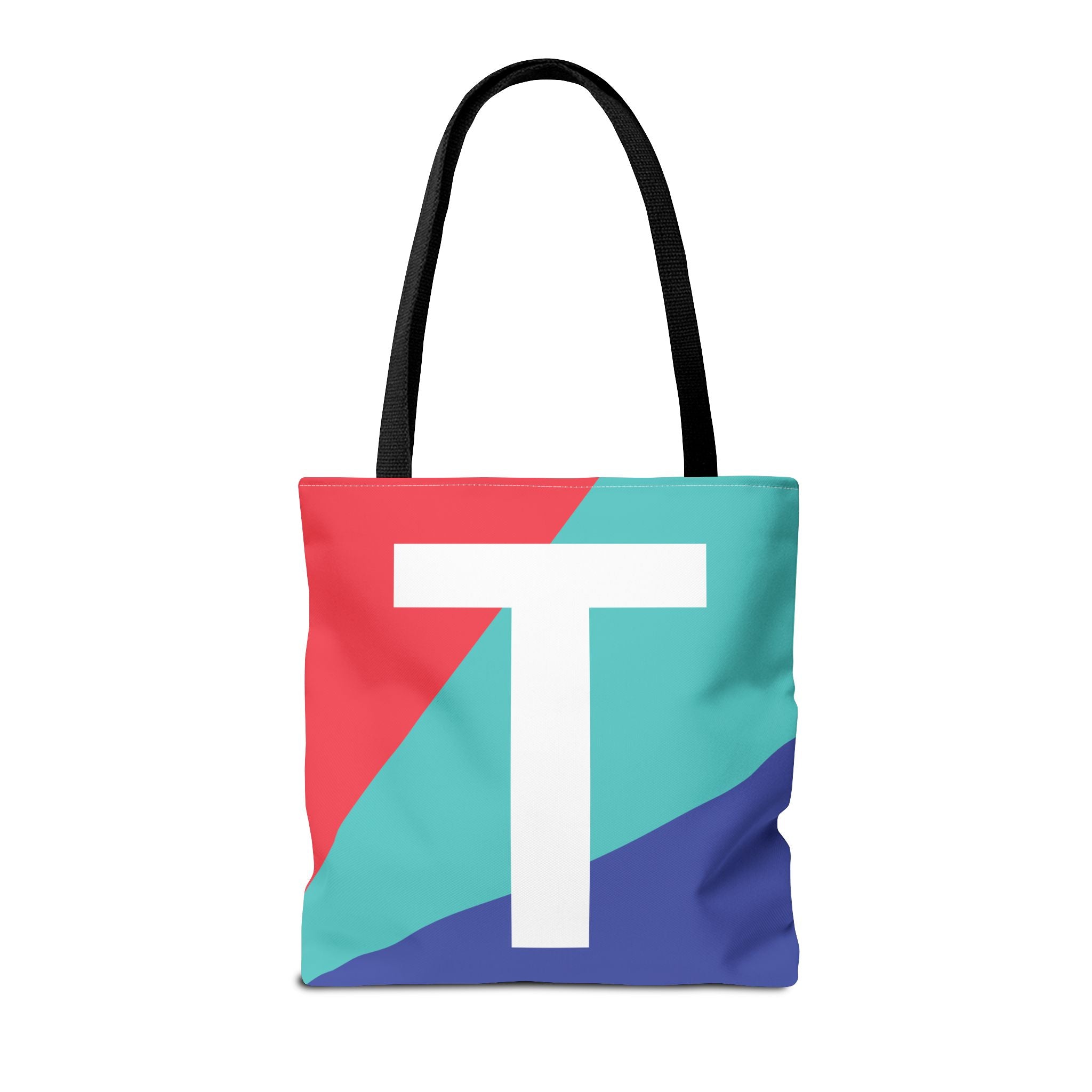 Monogram 'T' Colorblock Tote Bag — Personalized Initial T Shoulder Tote