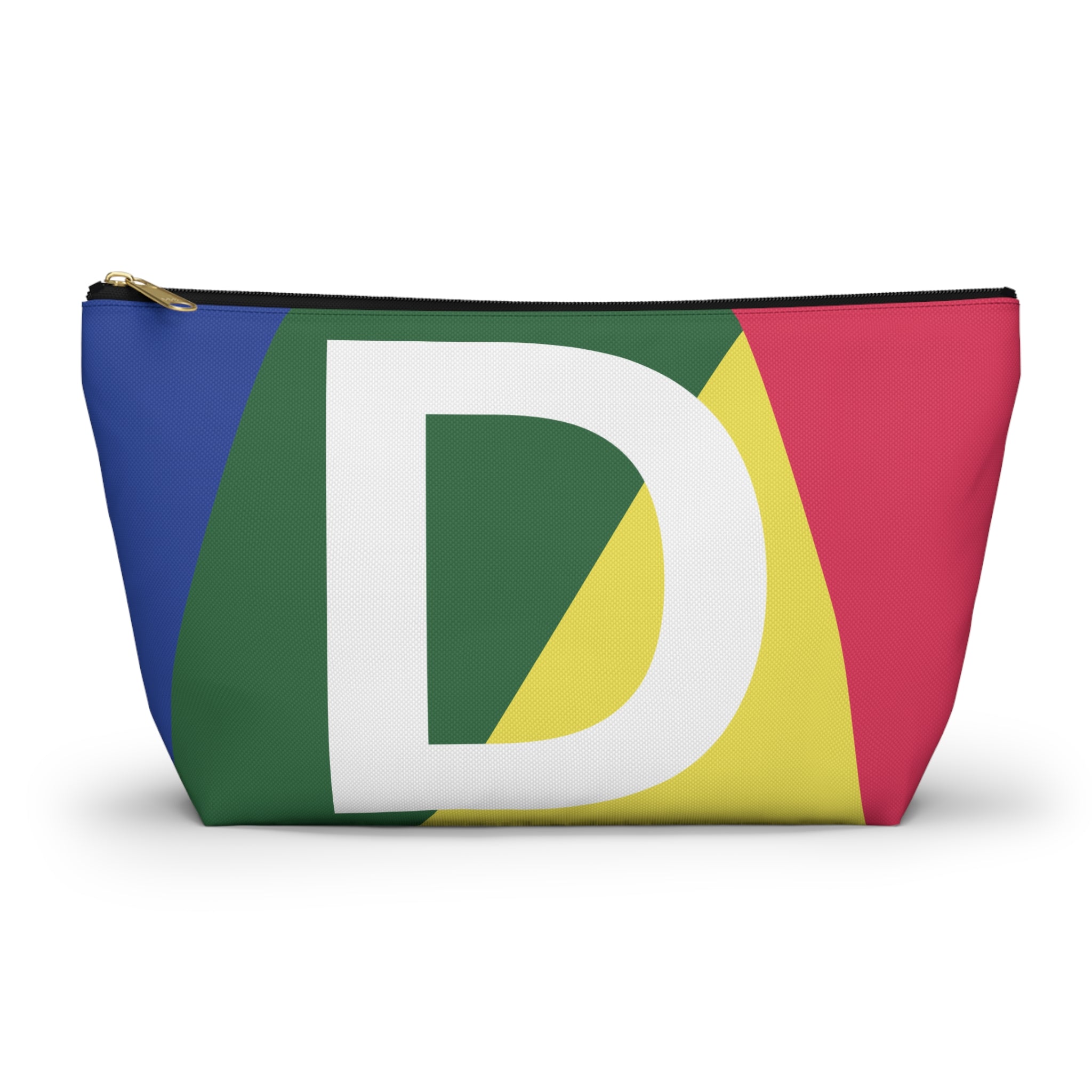 Initials Colorblock Accessory Pouch — Monogram D T-Bottom Cosmetic Bag