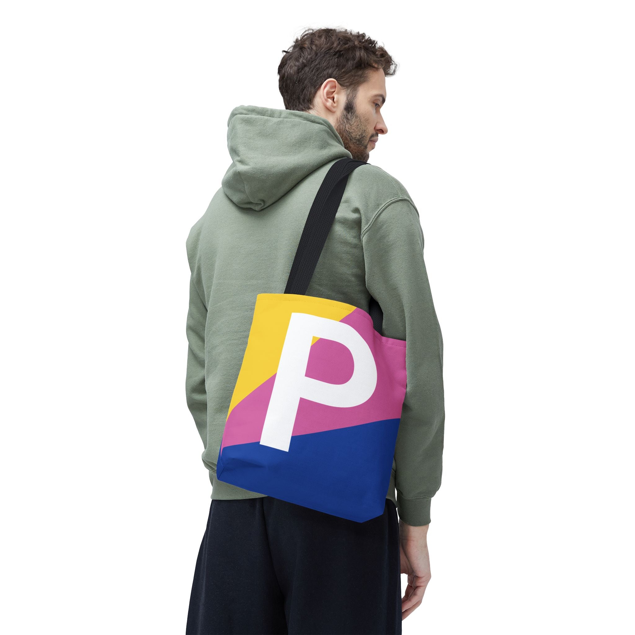 Monogram 'P' Colorblock Tote Bag — Personalized Initial P Shoulder Tote