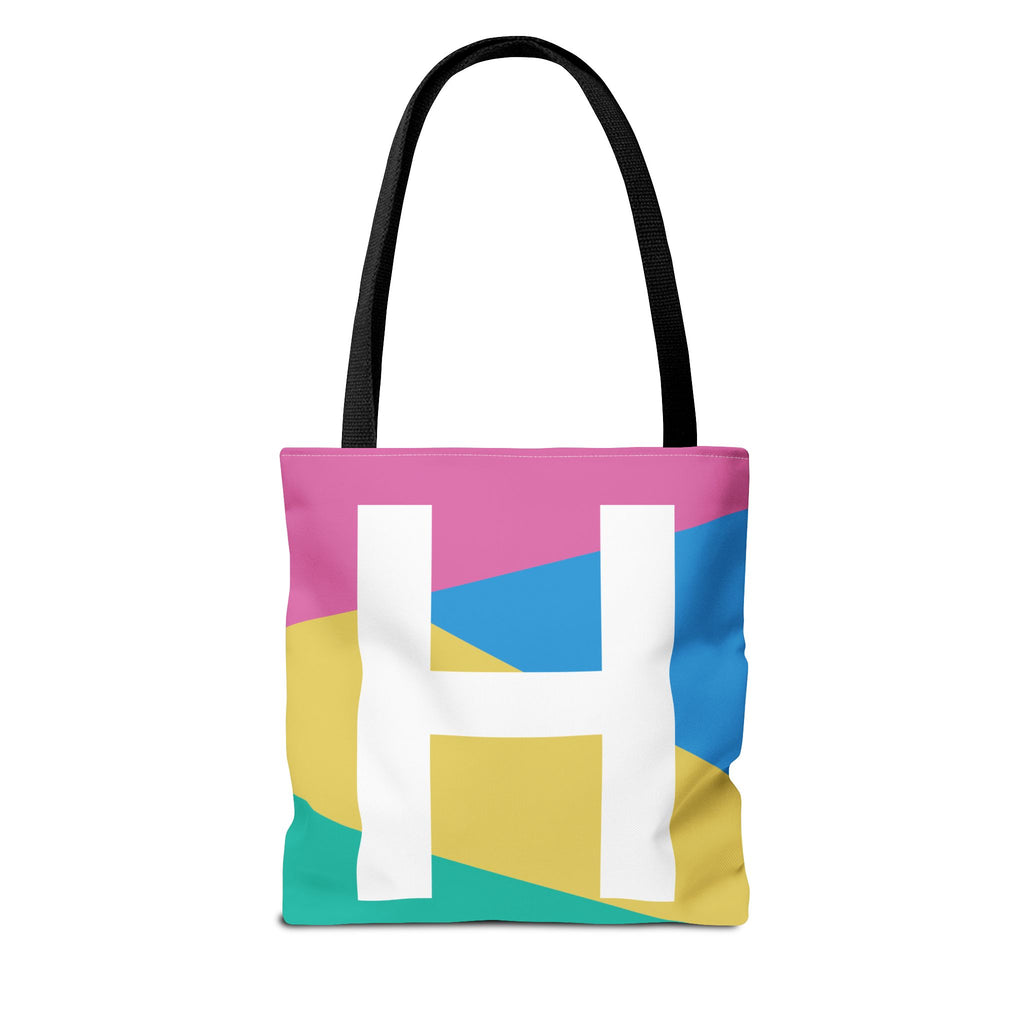 Monogram 'H' Colorblock Tote Bag — Personalized Initial H Shoulder Tote
