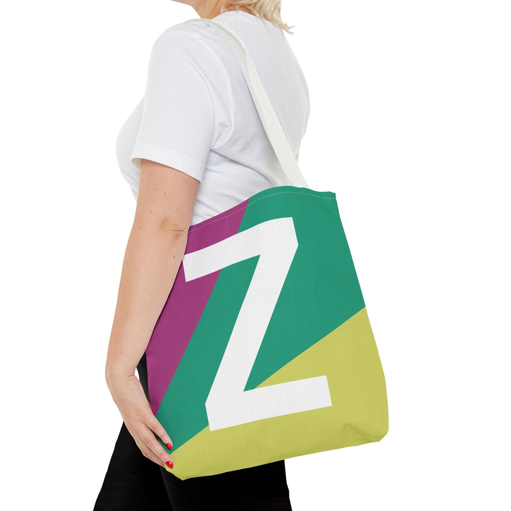 Monogram 'Z' Colorblock Tote Bag — Personalized Initial Z Shoulder Tote