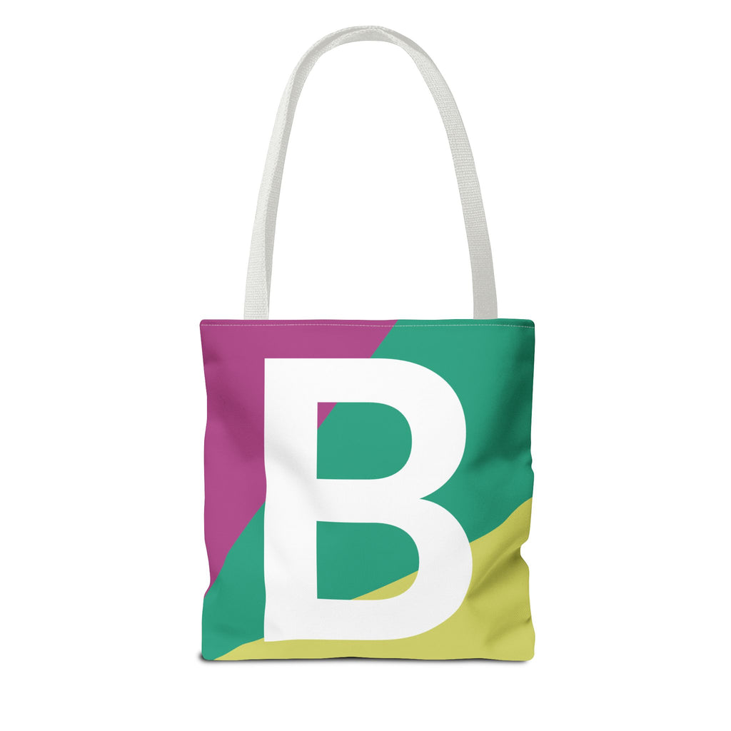 Monogram 'B' Colorblock Tote Bag — Personalized Initial B Shoulder Tote