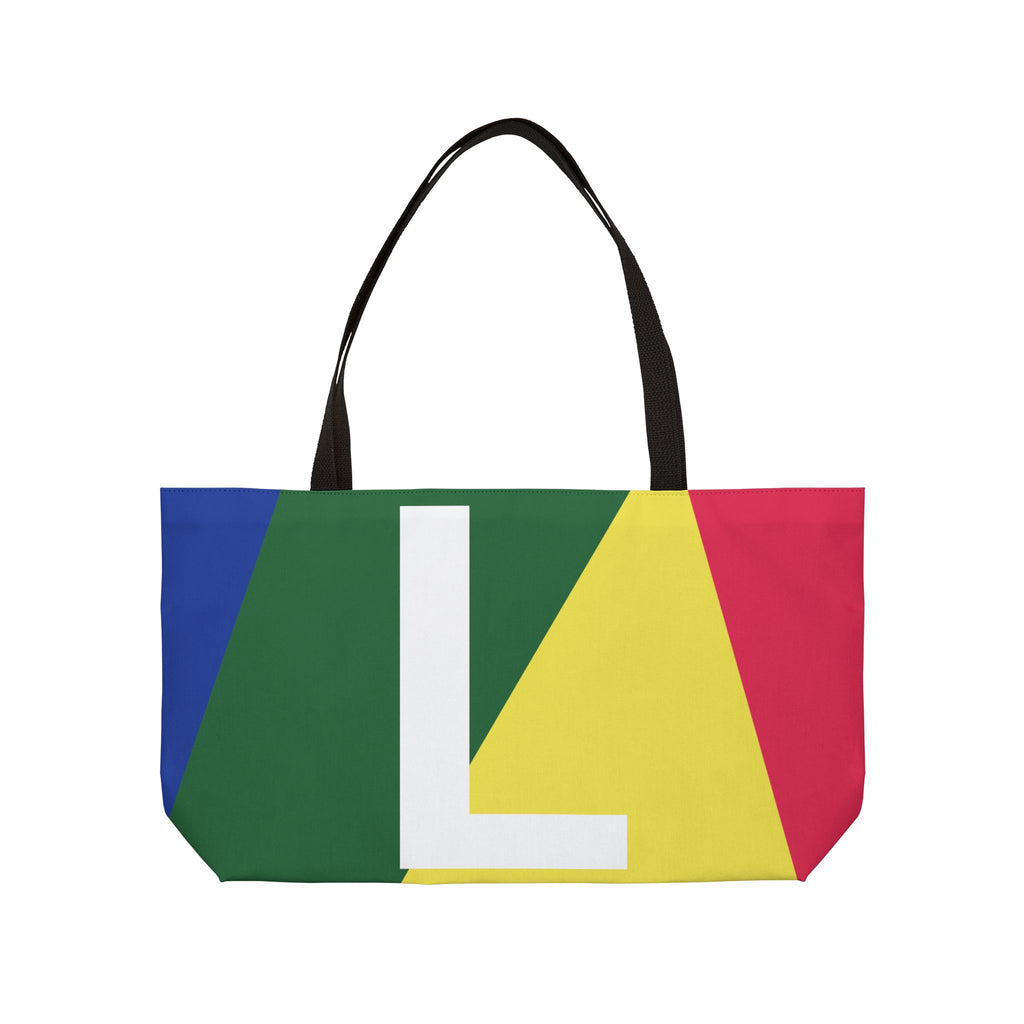 Personalized 'L' Colorblock Tote Bag — Monogram Weekender Tote